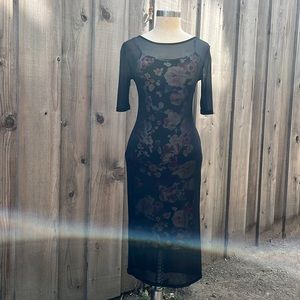 Floral dress with sheer black cover